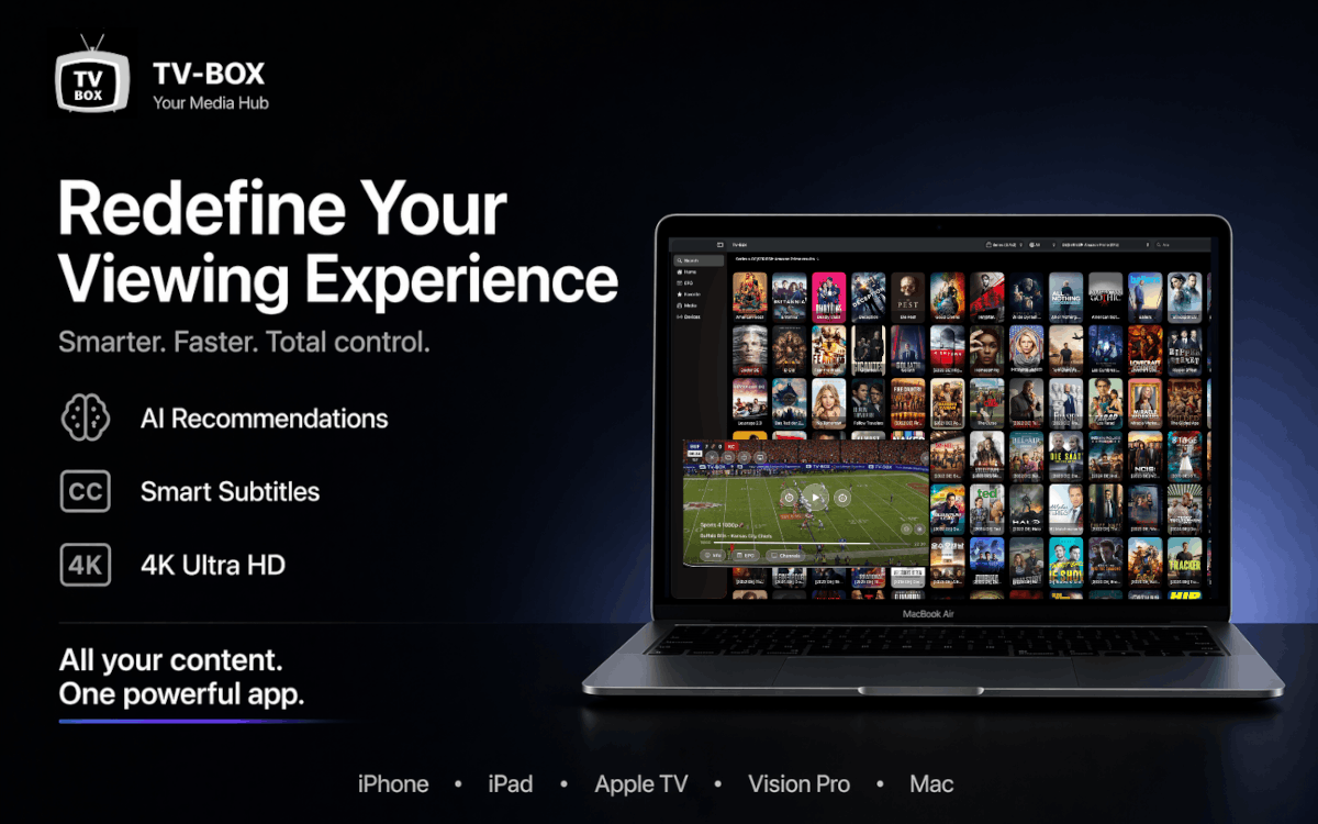 TV-Box media library and player running on a MacBook